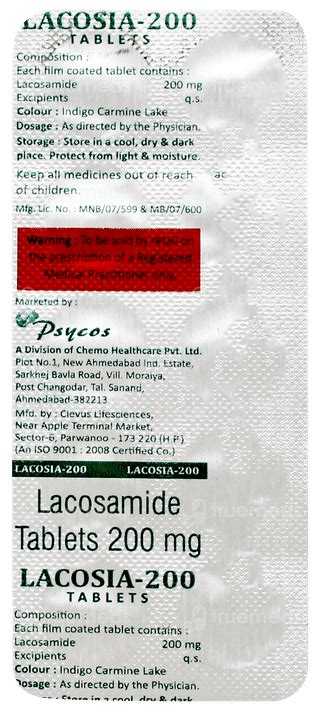 Lacosia 200 Mg Tablet 10 - Uses, Side Effects, Dosage, Price | Truemeds