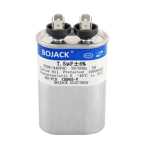 BOJACK 7.5 uF ±6% 7.5 MFD 370V/440V CBB65 Oval Run Start Capacitor for ...