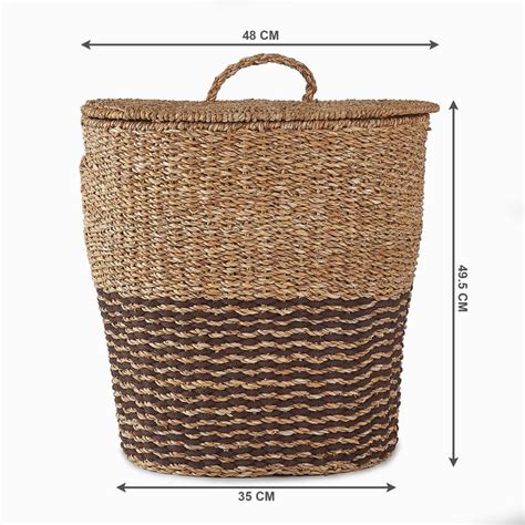 Buy Wilton Cameron Seagrass and Iron Laundry Basket with Lid - 15L from ...