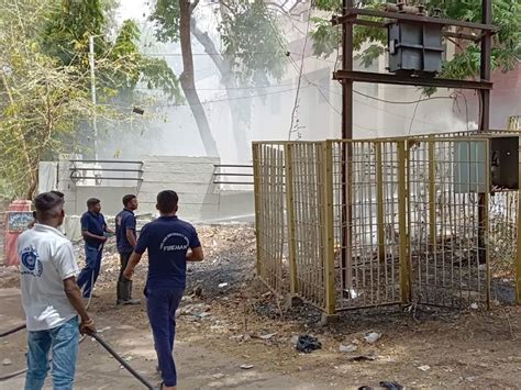 A sudden fire broke out in a power transformer outside the circuit ...