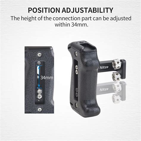 Buy Nitze Adjustable Side Handle with Dual 1/4 Screws for Camera Cage ...