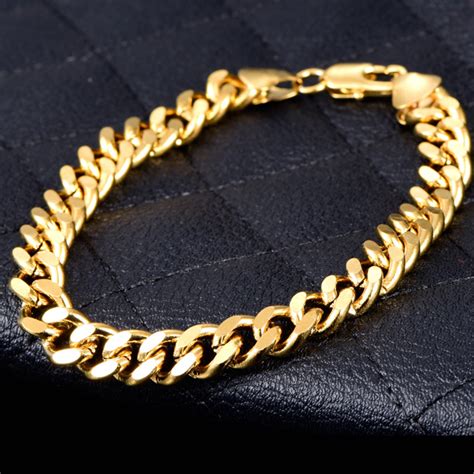 Simple Cuban Link Gold Bracelet Bracelet for Men 18-Karat | Etsy