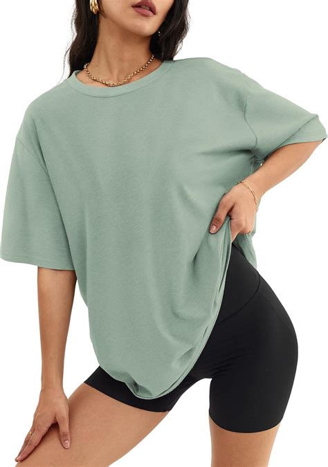 ATHMILE Womens Oversized T Shirts Loose Fit Crewneck Short Sleeve Tops ...