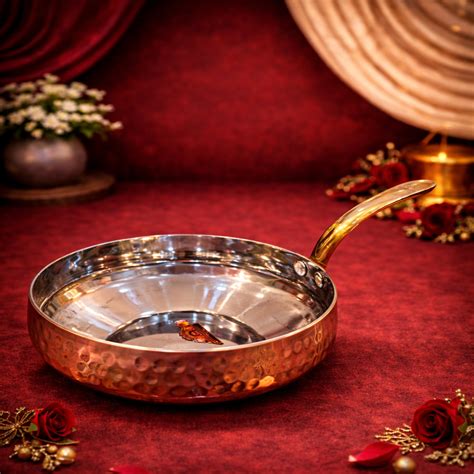 Premium Pure Copper Steel Belly Pan with Elegant Handle – CROCKERY WALA ...