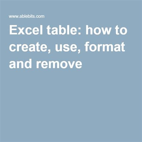 Image result for Excel Tables Tutorial Text