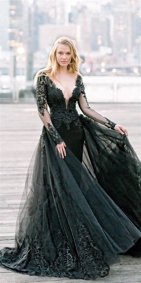 gothic black wedding dresses