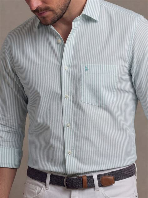 Silba Oxford Mint Striped Full Sleeve Tailored Fit Casual Cotton Shirt ...