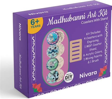 Nivara Madhubani Painting Kit Tea Coasters with Stand | Art and Craft ...