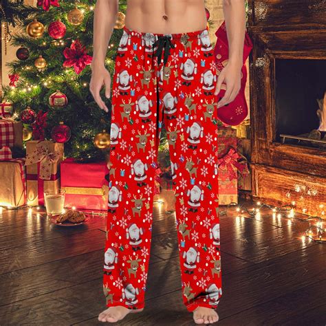 Christmas Red Men'S Pants Mens Casual Pajama With Drawstring And ...