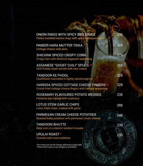 Menu at District 6, Bengaluru