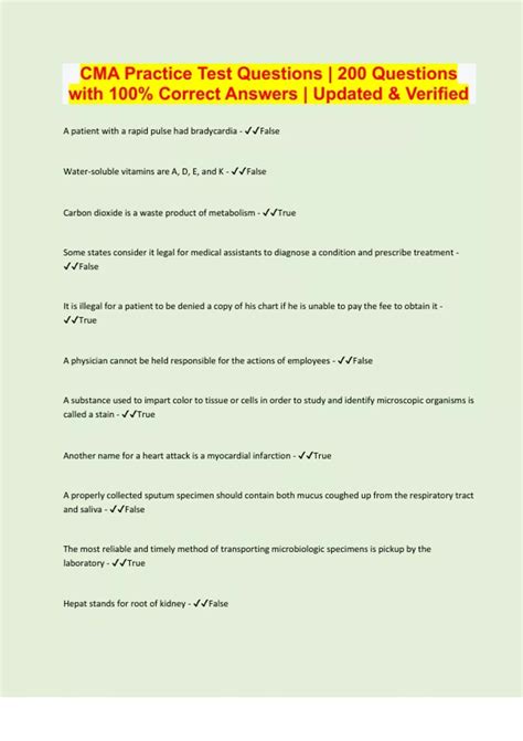 CMA Practice Test Questions | 200 Questions with 100% Correct Answers ...