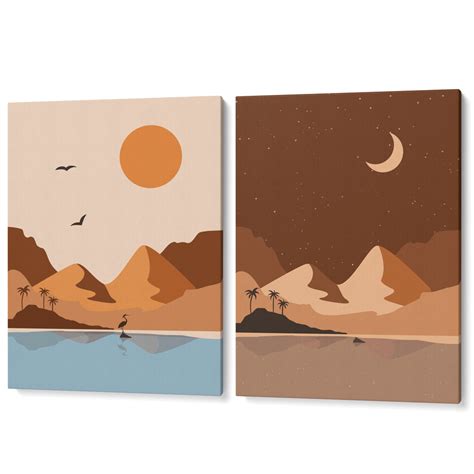 Colourful Island Set of 2 Split Wall Art Prints – Nook At You