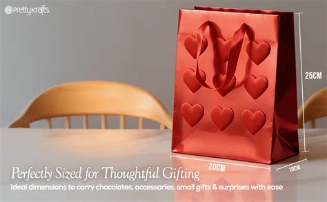 Prettykrafts Premium Red Heart Gift Bag | Pack of 1 | 25x20x10 cm ...