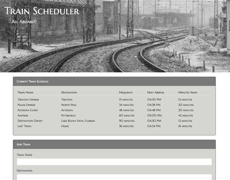 JavaScript Train Schedule Visualisation 的图像结果