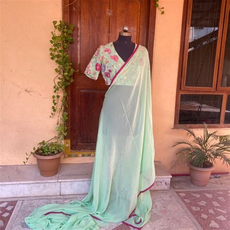 Buy Plain Georgette Saree Online In India - Etsy India