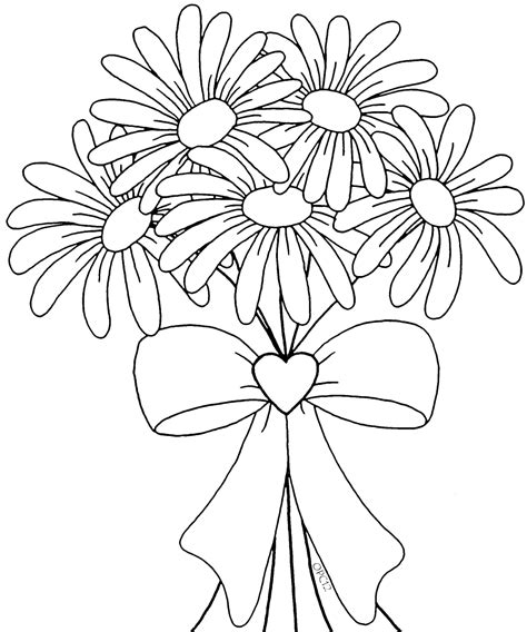 Collection of Flower Bouquet Coloring Pages - Free Printable