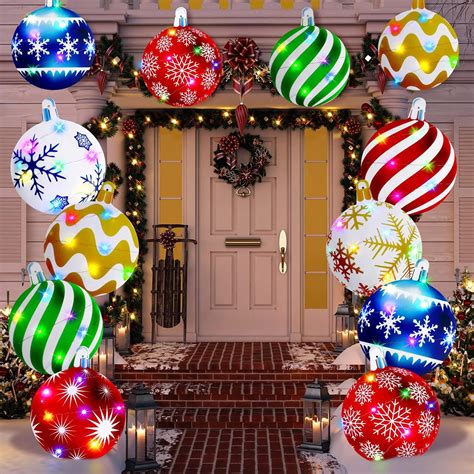 Amazon.com : 8 Pieces Large Christmas Balls Yard Signs 13 Inch Double ...