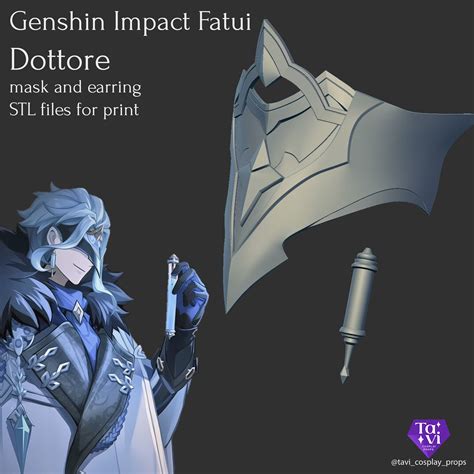 Archivo 3D Genshin Impact Fatui Dottore mask and earring STL files for print 💍 ・Plan de ...