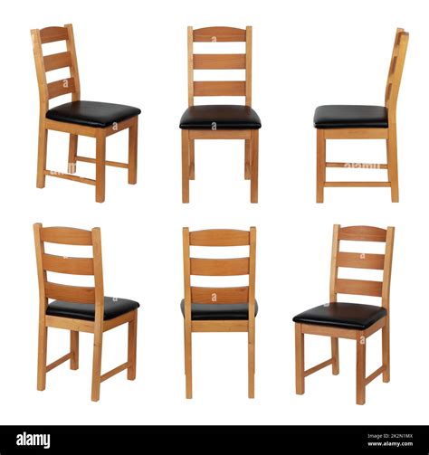 Dining chairs. Six angles of wood dining chairs on white with clipping ...