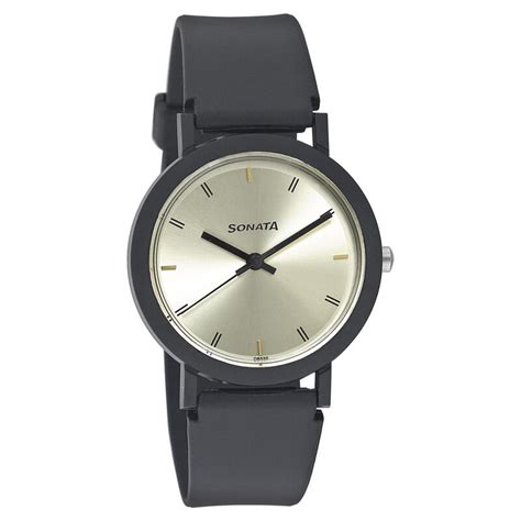 Buy Online Sonata Quartz Analog Champagne Dial Strap Watch for Men ...