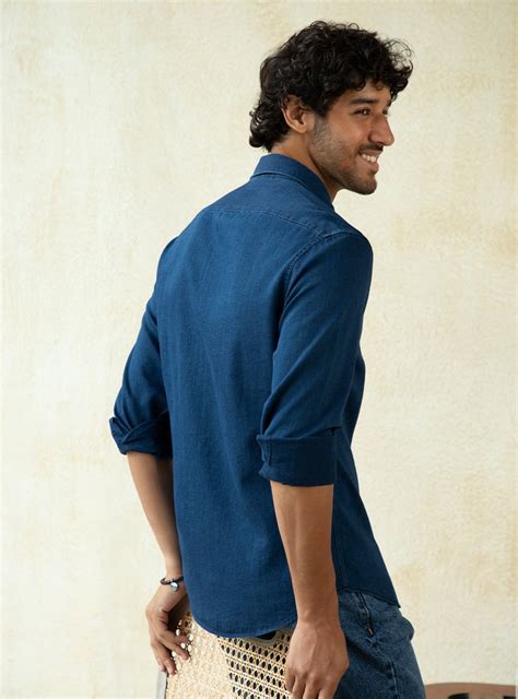 Buy Nile Indigo Shirt | Casual Indigo Solid Shirts for Men Online | Andamen
