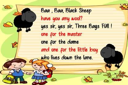 Kids English Poem Wall Sticker Poster|Kids Educational Wall Sticker ...