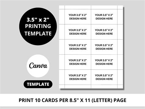 Business Card Printing Template, 3.5x2 Business Card Printing Guide, 8 ...