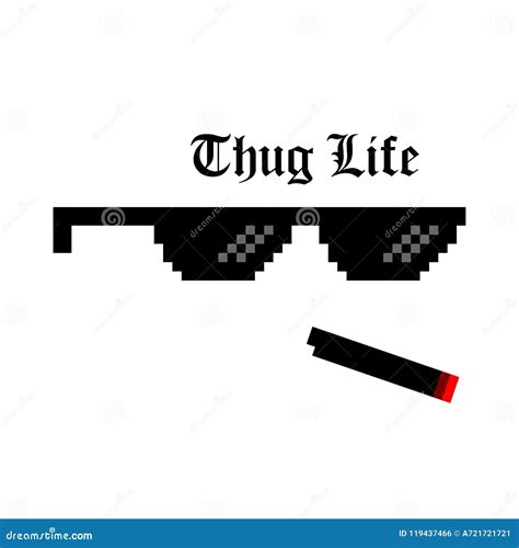 Creative Illustration of Pixel Glasses of Thug Life Meme Isolated on ...