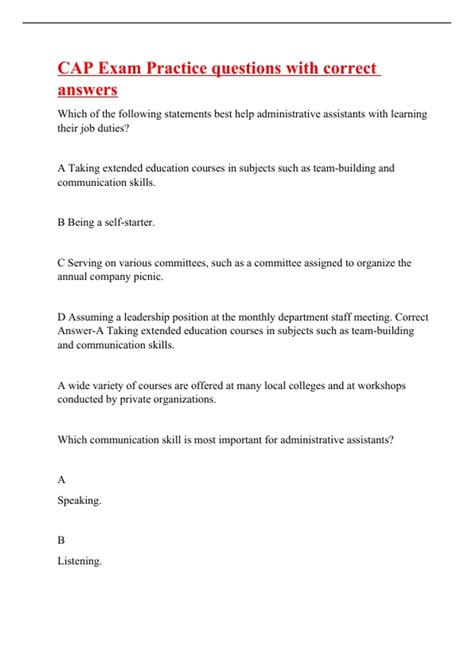 CAP Exam Practice questions with correct answers - CAP - Certified ...