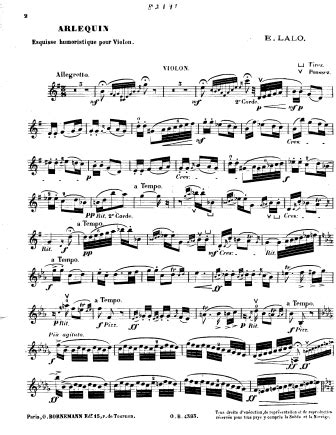 Arlequin (Edouard Lalo) | Free Violin Sheet Music