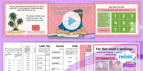 Spelling Y3 Term 3A W2: Words with the Short /u/ Sound Spelt with o