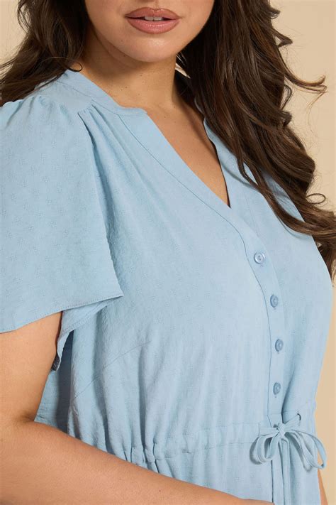 YOURS Plus Size Light Blue Textured Tiered Midi Dress | Yours Clothing