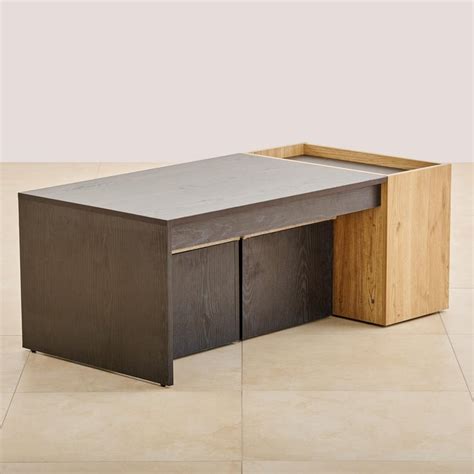 Buy Kiro Coffee Table with Stools - Black and Brown from Home Centre at ...