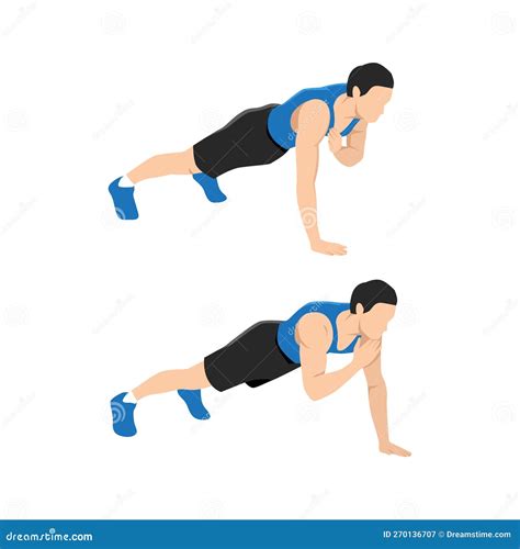 Plank Shoulder Taps Exercise. Flat Vector Illustration Isolated on ...