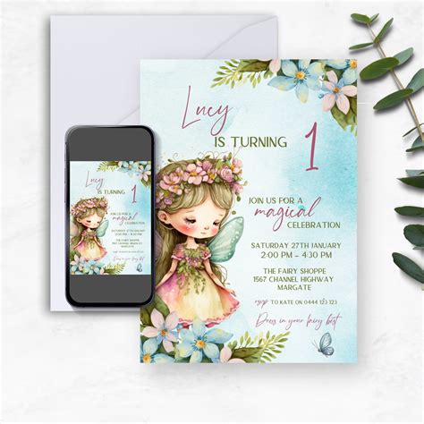 Fairy 1st Birthday Invitation | INSTANT DOWNLOAD | Girls First Party | Magical Fairy Garden ...
