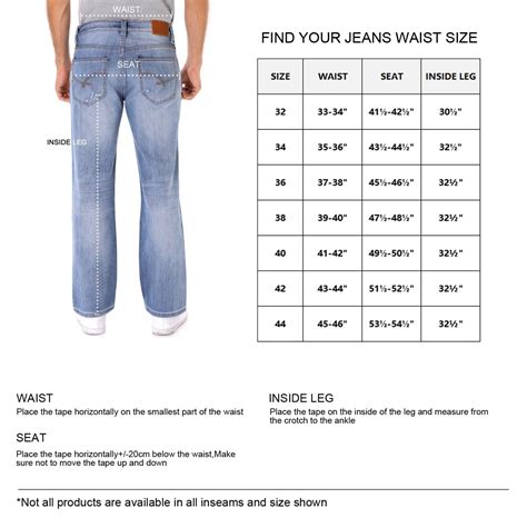Jeans Size Chart Men - Educational Chart Resources