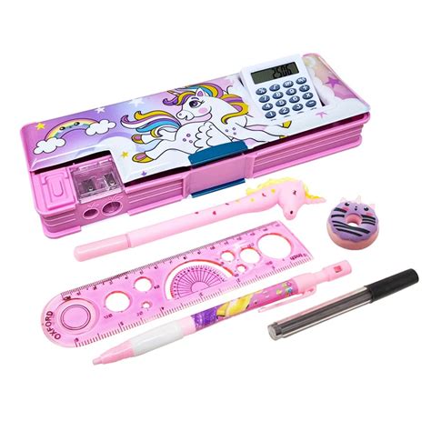 Buy PARTEET Stationery Combo of 1 Plastic Pink Pencil Box with ...