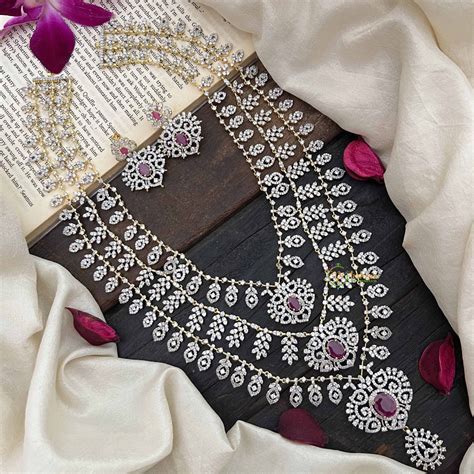 Vriksham Elegant Red Stone Embellished Statement AD Bridal Haram-G2023 ...