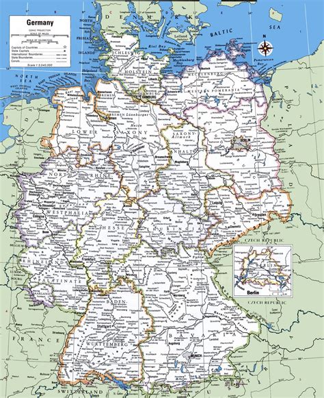 Large detailed political and administrative map of Germany with cities | Germany | Europe ...