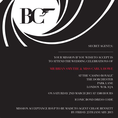 James Bond Theme Wedding Invitations
