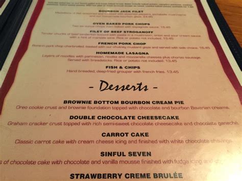 Menu at Montana Jacks steakhouse, Moline