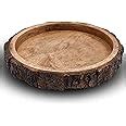 CraftsX2Z Natural Round Mango Wood Serving Tray, Bakkal Tray Set of 1 ...
