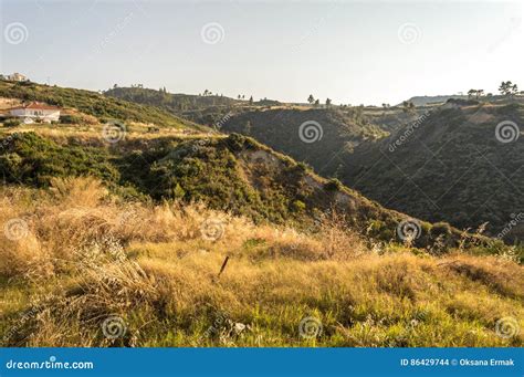 Greek Rural Landscape with Gully Stock Photo - Image of grove, drought ...