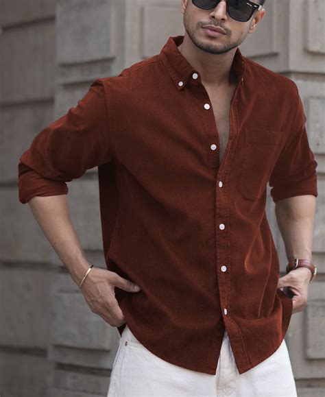 Brown Corduroy Regular Fit Full Sleeves Shirt – Powerlook