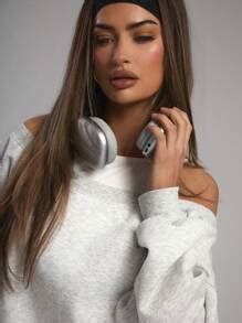 MUSERA Loose Fit Asymmetrical Shoulder Sweatshirt Cut Out Long Sleeve ...