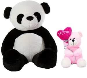 Buy YAJUR Toys 4 Feet Panda with Neck Bow Cute Small Pink Teddy ...