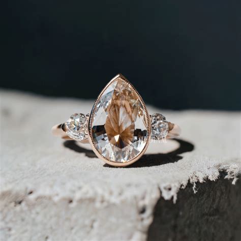 Shop Antique Inspired Pear Diamond Ring, Pear Cut Lab Grown Diamond ...