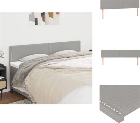 vidaXL Hoofdbord - Hoofdeind Lichtgrijs - 200 x 5 x 78/88 cm (B x D x H ...