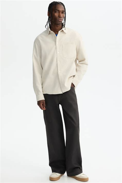 Regular Fit Corduroy shirt - Light beige - Men | H&M IN