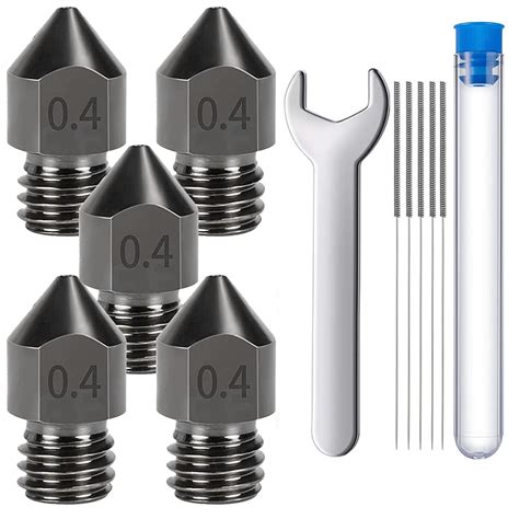 Buy 5PCS 3D Hardened Steel MK8 Nozzle and 5PCS Cleaning needles/ Wrench ...